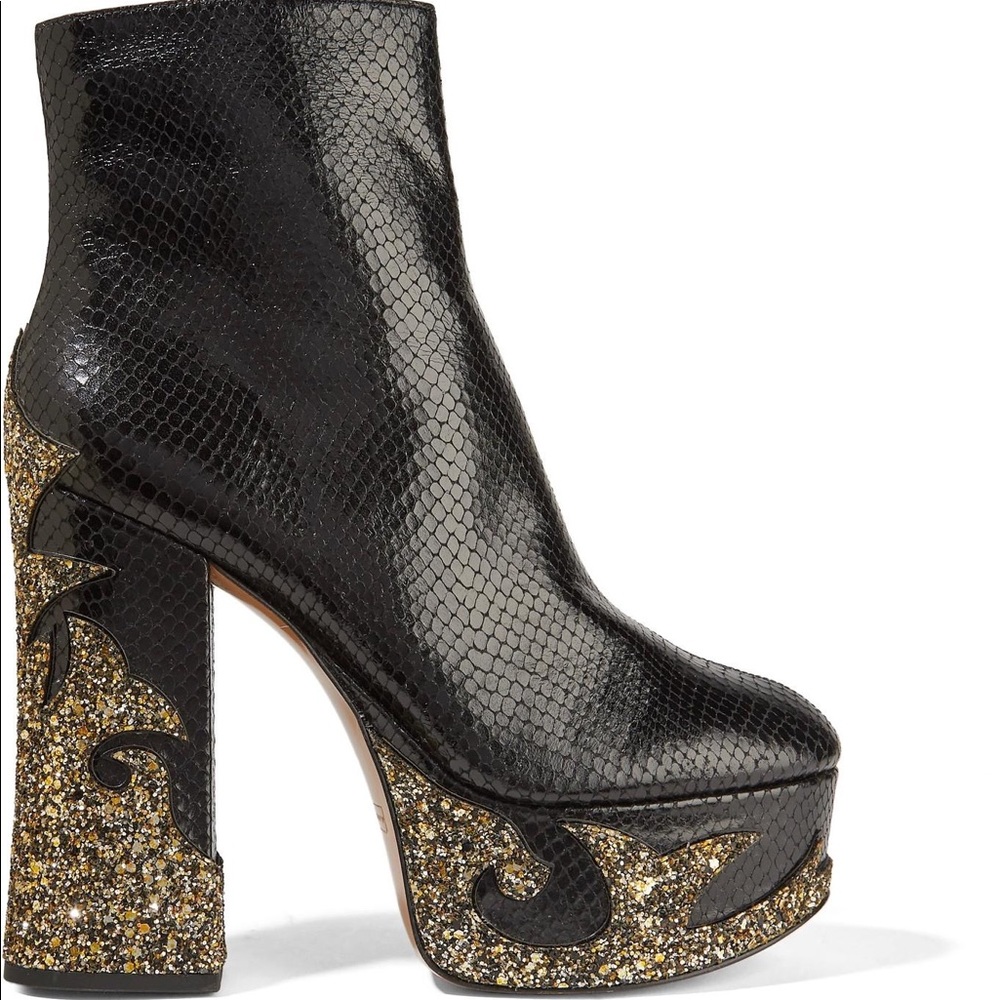 Marc Jacobs Stasha snake-embossed platform glitter boots